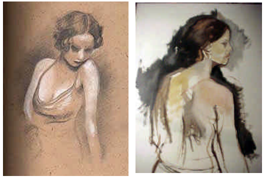 two images drawing and the start of a painting